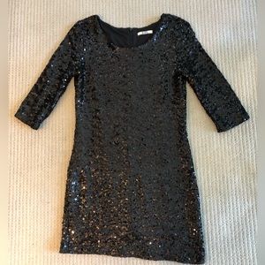 Long sleeve black sequin dress